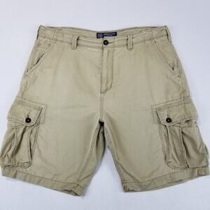 American Eagle Cargo Shorts Mens 38 Tan Baggy 10" Utility Skate Twill